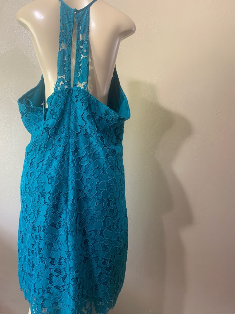 Free People Hutch size 2X Teal Floral Lace Halter Back Dress Lined, NWT - Picture 6 of 10